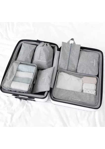 7 Adet Duffle Saklama Çantası Ambalaj Küp Saklama Çantaları Seyahat Bagaj Organizatör Seti (Gri) (Yurt Dışından)