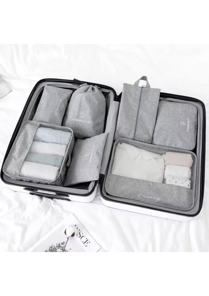 7 Adet Duffle Saklama Çantası Ambalaj Küp Saklama Çantaları Seyahat Bagaj Organizatör Seti (Gri) (Yurt Dışından) fiyatları