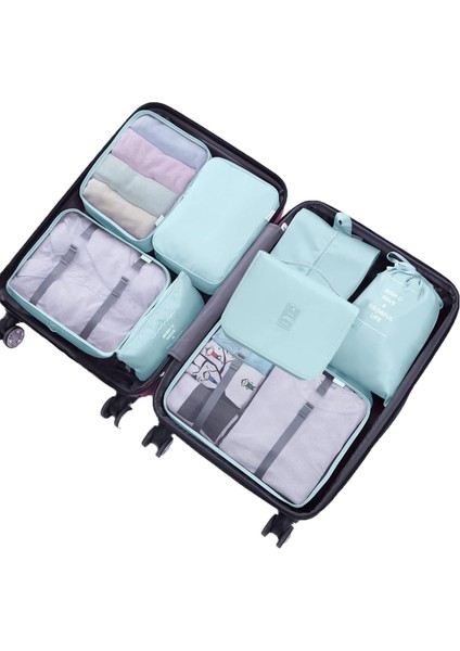 8 Parçalı Seyahat Organizer, Valiz Düzenleyici, Tatil ve Seyahat Için Bavul Organizer, Packing Cubes Seti Travel Organizer, Organizer Çanta - Mavi Göl (Yurt Dışından)