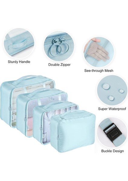 8 Parçalı Seyahat Organizer, Valiz Düzenleyici, Tatil ve Seyahat Için Bavul Organizer, Packing Cubes Seti Travel Organizer, Organizer Çanta - Mavi Göl (Yurt Dışından)