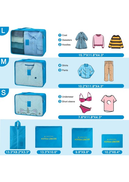 Ayakkabı Çantalı 7 Set Ambalaj Küpü - Sevimli Seyahat Çantaları Farklı Boyutlarda Bavul Için Bagaj Düzenleyicileri, Giyim Iç Çamaşırı Saklama Çantaları Seyahat Aksesuarları Erkek V (Yurt Dışından) fiyatları