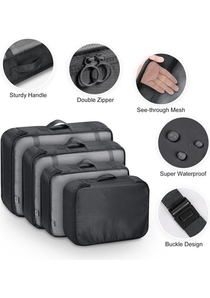 8 Parçalı Seyahat Organizer, Valiz Düzenleyici, Tatil ve Seyahat Için Bavul Organizer, Packing Cubes Seti Travel Organizer, Organizer Çanta - Siyah (Yurt Dışından) modelleri