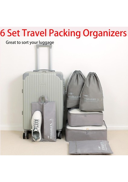 Seyahat Için 6 Set Ambalaj, Katlanabilir Bagaj Organizatör Çantaları, Seyahat Aksesuarları Için Seyahat Saklama Torbaları, Seyahat Temelleri, Ayakkabı Çantası, Erkek ve Kadın Giyim (Yurt Dışından) fırsatları