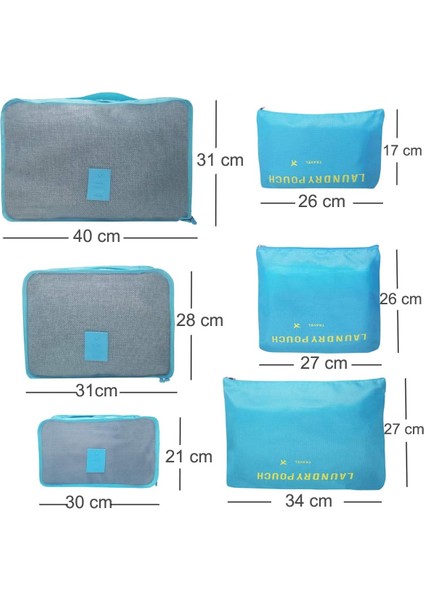 Laundry Pouch Bavul -Valiz Düzenleyici Organizeri Çanta 6'lı Seti (Mavi) (Yurt Dışından) fiyatları