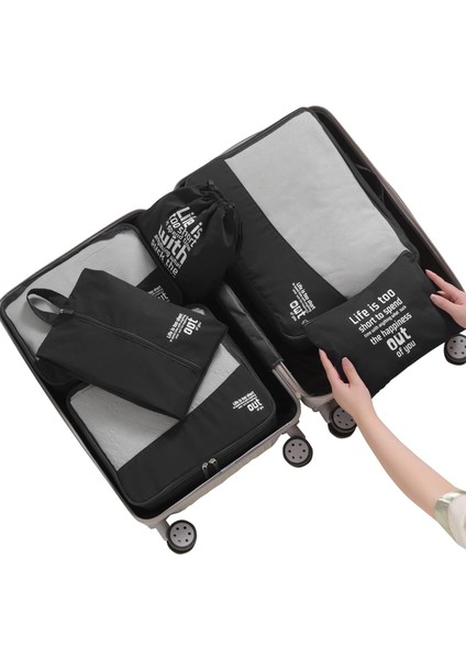 Seyahat Organizer 6 Set, Valiz Düzenleyici, Konfeksiyon Çantaları, Tatil ve Seyahat Için Bavul Organizer, Packing Cubes Seti Travel Organizer, Travel Essentials - Antrasit (Yurt Dışından)