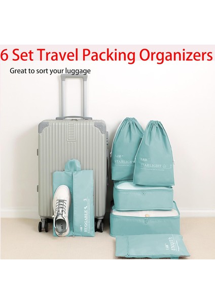 Seyahat Için 6 Adet/takım Ambalaj, Katlanabilir Bagaj Organizatör Çantaları, Seyahat Aksesuarları Için Seyahat Saklama Çantaları Seyahat Temelleri, Ayakkabı Çantası, Erkek ve Kadın (Yurt Dışından) fırsatları