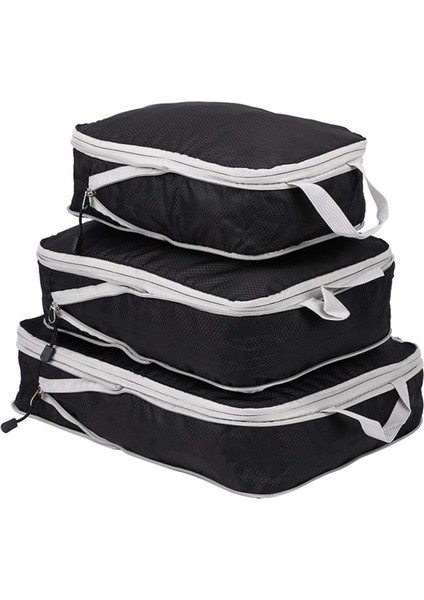 3 Parçalı Bavul Düzenleyici Seti, Verimli ve Pratik Seyahat Saklama Çantası, Seyahat Düzenleyici Çanta (Siyah) (Yurt Dışından)