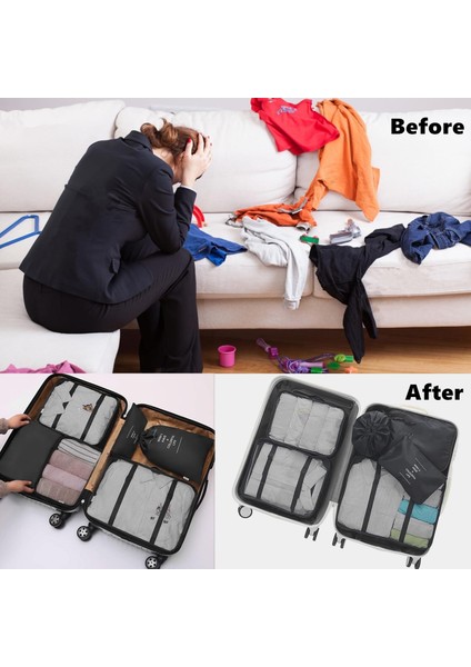 6 Set Ambalaj Küpleri Çamaşır Çantası, Seyahat Saklama Çantası Organizatörleri, Seyahat Bagajı Düzenleyici Kılıfı, Seyahat Küpleri Katlanabilir Bavul Düzenleyici, Seyahat Sırt Çant (Yurt Dışından) modelleri