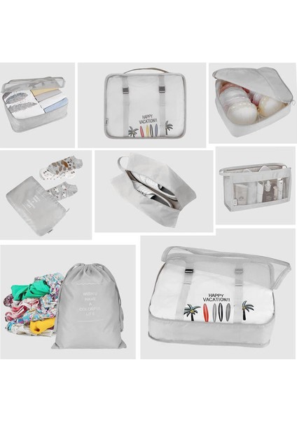 Bavul Düzenleyici Paket Küpü Seti, 8 Parça, Çok Fonksiyonlu Seyahat Gep Seti, Su Geçirmez Çanta, Ayakkabı Saklama Torbası, Tatil, Seyahat Için (Yurt Dışından) fırsatları