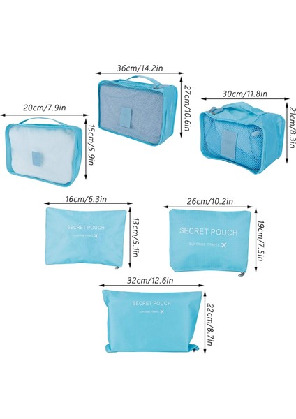6 Adet/takım Seyahat Saklama Çantası, Naylon Kumaş Bagaj Organizatör Fermuarlı Net Kumaş 3 Boyutta Ambalaj Poşetleri Net Çantalar Hafif Dayanıklı Giysi(Mavi) (Yurt Dışından) fiyatları
