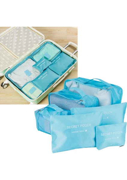 6 Adet/takım Seyahat Saklama Çantası, Naylon Kumaş Bagaj Organizatör Fermuarlı Net Kumaş 3 Boyutta Ambalaj Poşetleri Net Çantalar Hafif Dayanıklı Giysi(Mavi) (Yurt Dışından) fırsatları