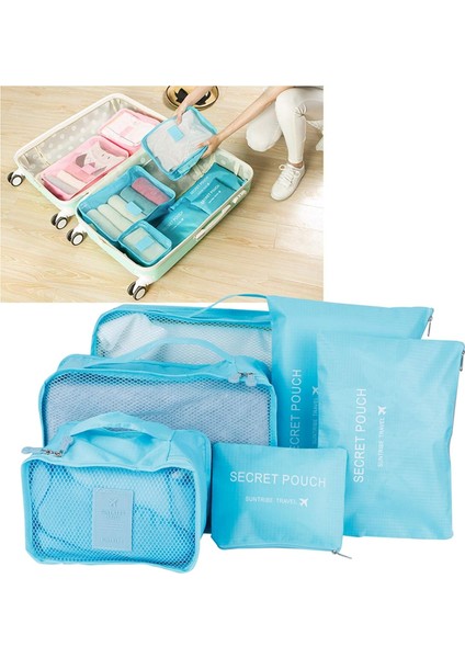 6 Adet/takım Seyahat Saklama Çantası, Naylon Kumaş Bagaj Organizatör Fermuarlı Net Kumaş 3 Boyutta Ambalaj Poşetleri Net Çantalar Hafif Dayanıklı Giysi(Mavi) (Yurt Dışından) indirimleri