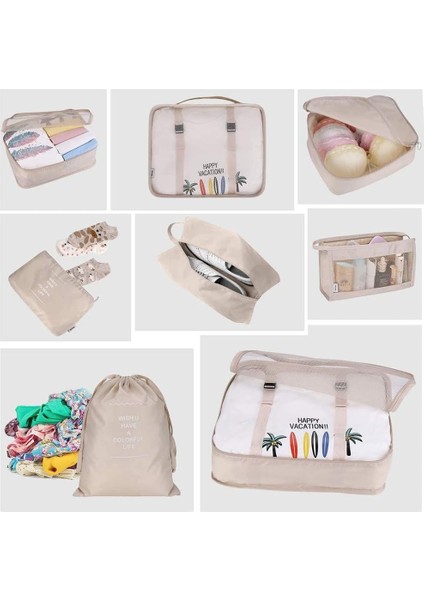 9 Adet Seyahat Saklama Çantaları Su Geçirmez Seyahat Makyaj Çantası Katlanabilir Bagaj Organizatör Çanta Seti Aile Tatil Kamp Için (Yurt Dışından) modelleri