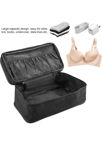 Büyük Kapasiteli Seyahat Saklama Çantası, Taşınabilir Seyahat Saklama Düzenleyici, Su Geçirmez Iç Çamaşırı, Sütyen Çorap, Çanta, USB Kılıfı (Siyah) (Yurt Dışından) modelleri