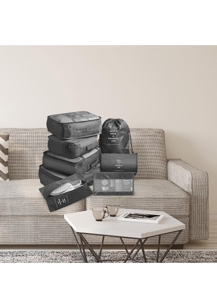 Seyahat Için Ambalaj Küpleri, Valizler Için 8 Adet Ambalaj Poşeti, Su Geçirmez Saklama Çantası, Seyahat Dişli Tuvalet Malzemeleri Kozmetik Giysi Ayakkabı Çantası (Yurt Dışından) fiyatları