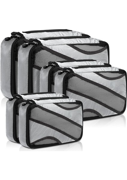 Kompresyon Bavul Düzenleyici Ambalaj Küpleri Seyahat Düzenleyici Paket Çantaları Bagaj Saklama Çantaları Elbise Çantaları Ambalaj Küpleri (Gri 6 Adet) (Yurt Dışından)