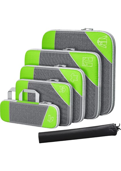 6 Adet Paketleme Küpü Seyahat Organizatör Çantaları Su Geçirmez Seyahat Paketlenebilir Saklama Çantası Ayakkabı Çantası Yeşil (Yurt Dışından)