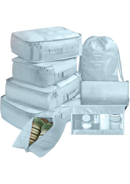 Bavul Organizatör Çanta Seti,8 Adet Ambalaj Bagaj Valizleri Organizatör Çantası | Su Geçirmez Saklama Çantası, Seyahat Dişli Tuvalet Malzemeleri Kozmetik Giysi Ayakkabı Çantası (Yurt Dışından)