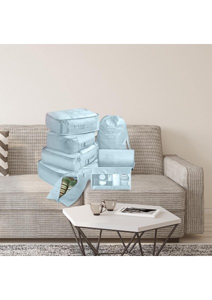 Bavul Organizatör Çanta Seti,8 Adet Ambalaj Bagaj Valizleri Organizatör Çantası | Su Geçirmez Saklama Çantası, Seyahat Dişli Tuvalet Malzemeleri Kozmetik Giysi Ayakkabı Çantası (Yurt Dışından) modelleri