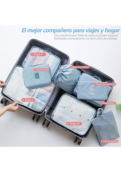 Bavul Organizatör Çanta Seti,8 Adet Ambalaj Bagaj Valizleri Organizatör Çantası | Su Geçirmez Saklama Çantası, Seyahat Dişli Tuvalet Malzemeleri Kozmetik Giysi Ayakkabı Çantası (Yurt Dışından) fırsatları