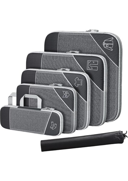 6 Adet Paketleme Küpü Seyahat Organizatör Çantaları Su Geçirmez Seyahat Paketlenebilir Saklama Çantası Ayakkabı Çantası Siyah (Yurt Dışından)