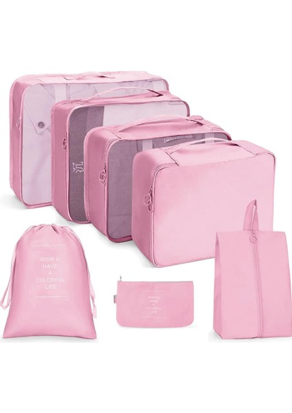 7 Parçalı Su Geçirmez Paket Küpü, Bavul Düzenleyici Seti, Ayakkabı Torbası, Elbise Çantası, Valiz, Kozmetik Çantası, Seyahat Çantası, Ayakkabı Torbası ve Kişisel Bakım Çantası, Sey (Yurt Dışından)