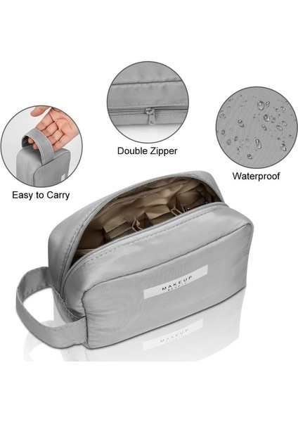 Kozmetik Çantası, Su Geçirmez Makyaj Çantası, Seyahat Makyaj Çantası, Taşınabilir Makyaj Çantası, Kozmetik Çantası Düzenleyici, Kadınlar ve Kızlar Için, Gri, 30*21*2.5cm, Modern (Yurt Dışından) modelleri