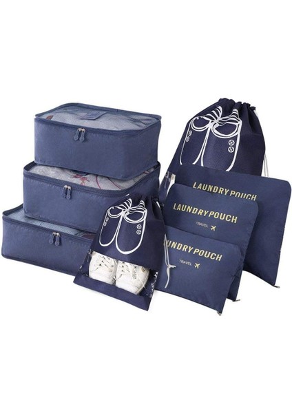 Paketleme Küpleri, 8pcs Seyahat Düzenleyici Ambalaj Torbaları, Seyahat Paketleme Küpü Seti, Su Geçirmez Çanta Giysiler Ayakkabı Kozmetik Makyaj Malzemeleri Saklama Çantaları (Koyu (Yurt Dışından)
