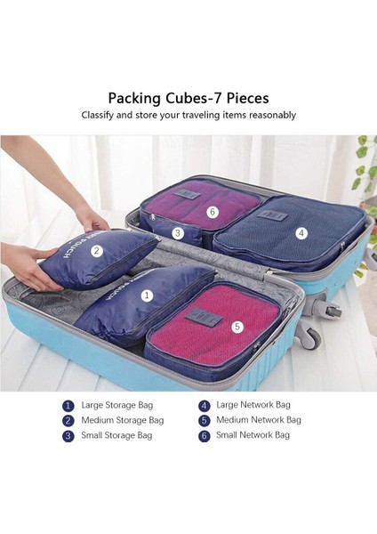 Paketleme Küpleri, 8pcs Seyahat Düzenleyici Ambalaj Torbaları, Seyahat Paketleme Küpü Seti, Su Geçirmez Çanta Giysiler Ayakkabı Kozmetik Makyaj Malzemeleri Saklama Çantaları (Koyu (Yurt Dışından) modelleri