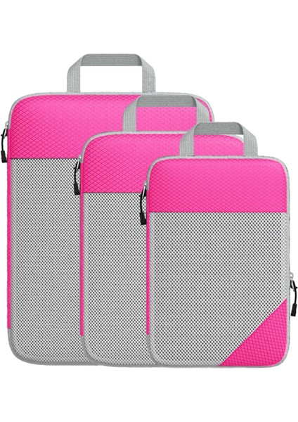 3 Adet Sıkıştırma Ambalaj Küpleri, Bagaj Ambalaj Organizatörleri Nefes Alabilen Tuvalet Çantaları Aile Tatilleri Için Seyahat Saklama Torbaları (Yurt Dışından)