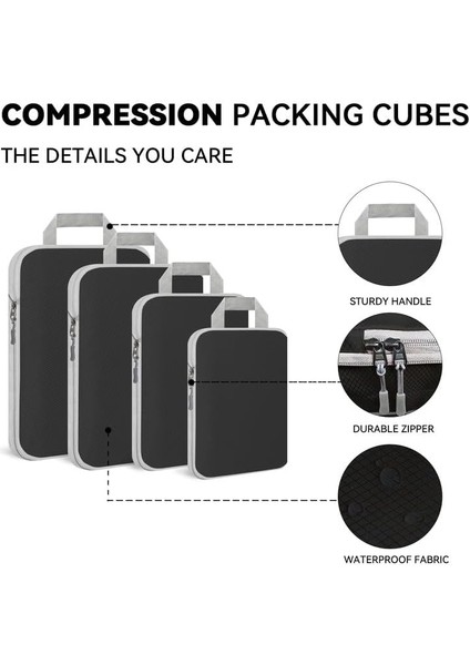 Compression Packing Cubes, 7'lı Set Bavul Düzenleyici, Seyahat Ihtiyaçları Için, Genişletilebilir Seyahat Düzenleyici Seti, Sırt Çantası Için Hafif Paket Çantaları, Erkekler/kadınl (Yurt Dışından)