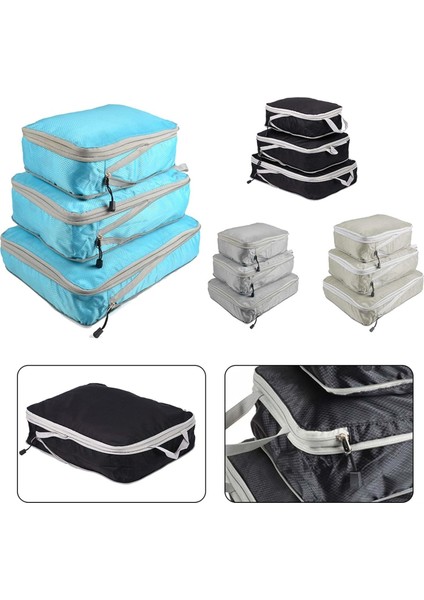 3 Parçalı Bavul Düzenleyici Seti, Verimli ve Pratik Seyahat Saklama Çantası, Seyahat Düzenleyici Çanta (Gri) (Yurt Dışından) fiyatları