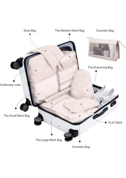 Bavul Düzenleyici Paket Küpü Seti, 8 Parça, Çok Fonksiyonlu Seyahat Gep Seti, Su Geçirmez Çanta, Ayakkabı Saklama Torbası, Tatil, Seyahat Için (Yurt Dışından) modelleri