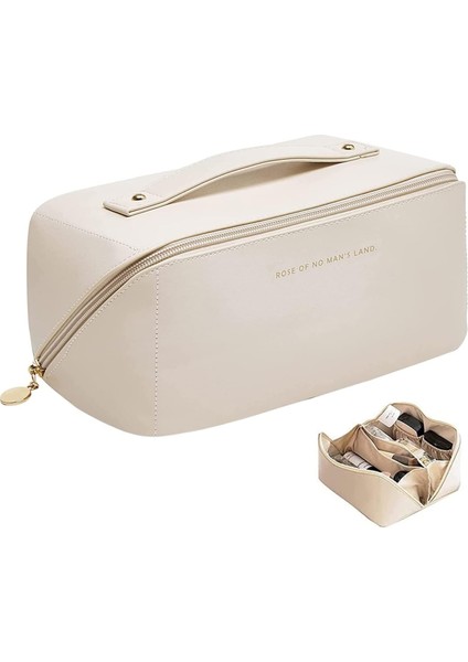 Seyahat Kozmetik Çantası, Makyaj Çantası, Makyaj Çantası, Çok Fonksiyonlu Makyaj Çantası, Seyahat Kozmetik Çantası, Büyük Kapasiteli, Seyahat ve Saklama Için Uygundur, Beyaz (Off W (Yurt Dışından)