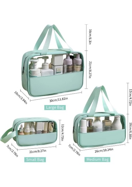 Kozmetik Çantası, Şeffaf, 3 Adet, Su Geçirmez, Kişisel Bakım Çantası, Taşıma Saplı, Kozmetik ve Banyo Malzemeleri Için Düzenleyici, Mavi, Kozmetik Çantası (Yurt Dışından) fiyatları