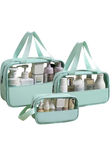 Kozmetik Çantası, Şeffaf, 3 Adet, Su Geçirmez, Kişisel Bakım Çantası, Taşıma Saplı, Kozmetik ve Banyo Malzemeleri Için Düzenleyici, Mavi, Kozmetik Çantası (Yurt Dışından) modelleri