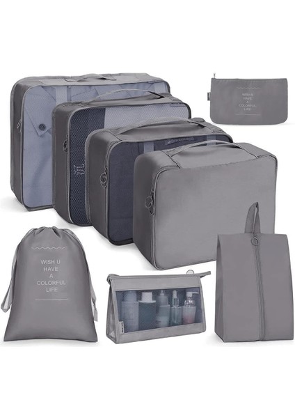 Bavullar Için 8 Adet Paketleme Küpü, Seyahat Paketleme Küpleri, Su Geçirmez Seyahat Bavulu Düzenleyici Paketleme Çantaları Ayakkabı Çantası Saklama Çantaları, Set Seyahat Küpleri B (Yurt Dışından)