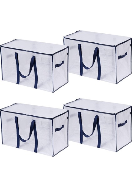 4'lü Paket Ekstra Büyük Fermuarlı Seyahat Çantası, Dayanıklı, Taşınma Kutusu Alternatifi, Kıyafet Muhafazası, Etiket Bölmesi, Su Geçirmez, Sürdürülebilir (Şeffaf, 4'lü Paket) (Yurt Dışından)