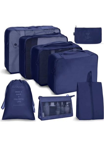 Paketleme Küpleri, 8 Adet Seyahat Organizatörü Paketleme Çantaları, Seyahat Bavulu Paketleme Organizatörleri, Su Geçirmez Temel Çanta Giysiler Ayakkabı Kozmetik Makyaj Malzemeleri (Yurt Dışından)