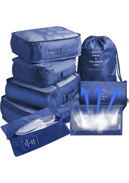 Valizler Için Ambalaj Küpleri | 8 Adet Bagaj Çantası Seyahat Ambalaj Saklama Çantası - Giyim Ayakkabı Kozmetik Tuvalet Malzemeleri Için Büyük Tuvalet Çantası ile Hafif Seyahat Teme (Yurt Dışından)