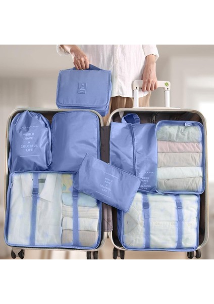 Valizler Için Ambalaj Küpleri | 8 Adet Bagaj Çantası Seyahat Ambalaj Saklama Çantası - Giyim Ayakkabı Kozmetik Tuvalet Malzemeleri Için Büyük Tuvalet Çantası ile Hafif Seyahat Teme (Yurt Dışından) fırsatları