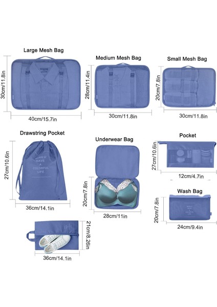 Valizler Için Ambalaj Küpleri | 8 Adet Bagaj Çantası Seyahat Ambalaj Saklama Çantası - Giyim Ayakkabı Kozmetik Tuvalet Malzemeleri Için Büyük Tuvalet Çantası ile Hafif Seyahat Teme (Yurt Dışından) indirimleri