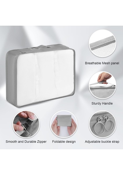 Valiz Düzenleyici Set, 8 Set Paketleme Küpü, Seyahat Düzenleyici, Su Geçirmez Valiz Düzenleyici, Paket Çantaları, Seyahat Bagajı, Kıyafet, Ayakkabı, Iç Çamaşırı, Kozmetik Için, Gri (Yurt Dışından) modelleri