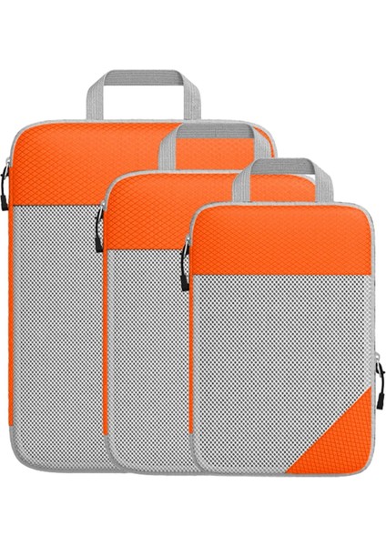 3 Adet Sıkıştırma Ambalaj Küpleri, Bagaj Ambalaj Organizatörleri Nefes Alabilen Tuvalet Çantaları Aile Tatilleri Için Seyahat Saklama Torbaları (Yurt Dışından)