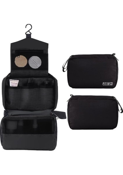 Asılı Kanca ile Taşınabilir Tuvalet Çantası Tuvalet Malzemeleri Için Seyahat Çantası Suya Dayanıklı Kozmetik Çantası Seyahat Makyaj Organizatör Kadın Kızlar Için Büyük Kapasiteli T (Yurt Dışından)