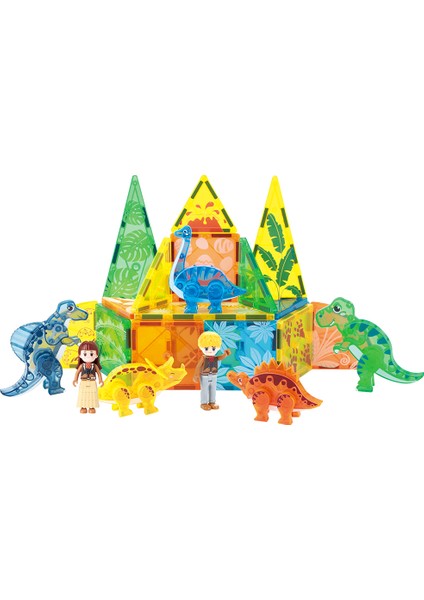 Dino Zone 49 Parça Manyetik Oyuncak / Bloklar Seti (Yaratıcı Manyetik Oyuncak Seti) (KBDW-49KL)