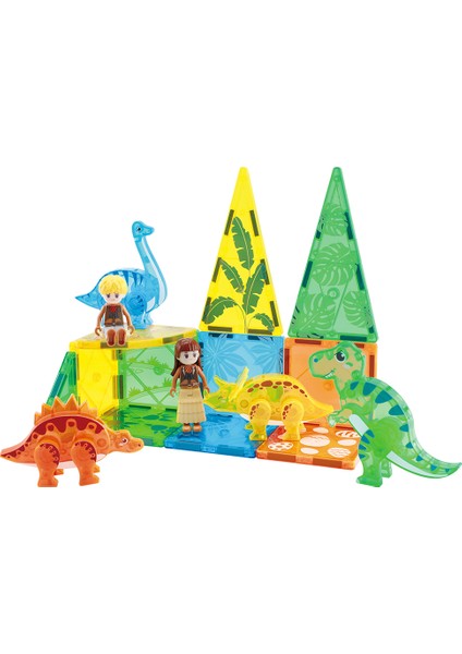 Dino Zone 49 Parça Manyetik Oyuncak / Bloklar Seti (Yaratıcı Manyetik Oyuncak Seti) (KBDW-49KL)