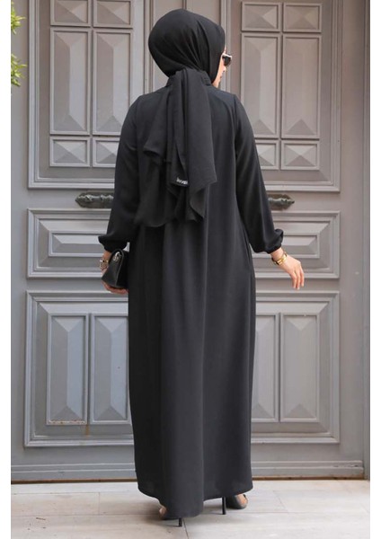 Fermuarlı Siyah Tesettür Abaya 60971S modelleri