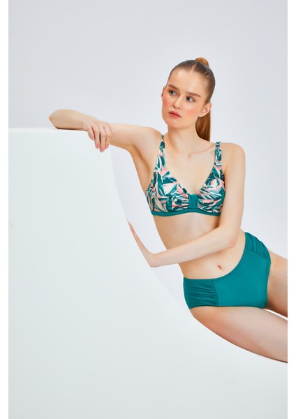 Kadın Desenli Toparlayıcı Yüksek Bel Bikini Takımı 24S125ST