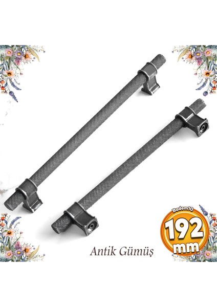 Hisar Eskitme Antik Gümüş Metal 192 mm Mobilya Mutfak Çekmece Dolap Dolabı Kulpu Kulbu Kulpları